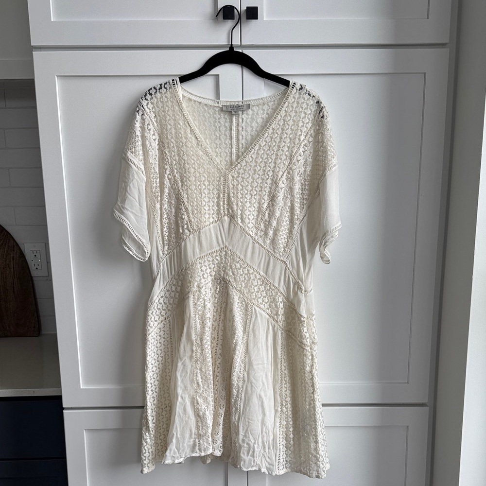 All Saints Ivory Lace V-Neck Dress